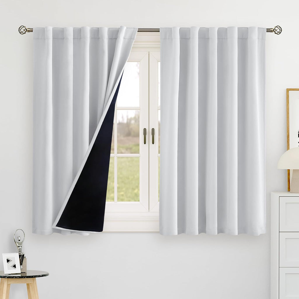 BGment 100% Blackout Curtains 40 Inch Length for Cafe, Rod Pocket and Back Tab Double Layer Thermal Insulated Full Room Darkening Bedroom…