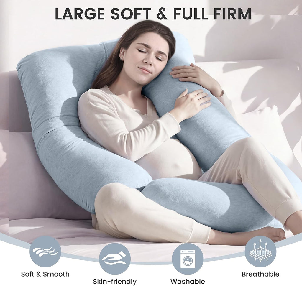 Jcickt Pregnancy Pillow for Sleeping,59 inch Maternity Pillow with Removable Washable Cover, J-Shaped Cooling Full Body Pregnant Pillow…