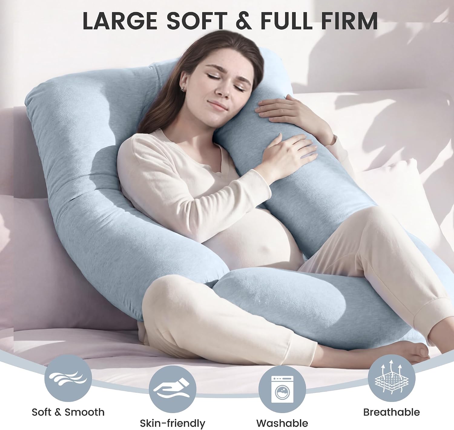 Jcickt Pregnancy Pillow for Sleeping,59 inch Maternity Pillow with Removable Washable Cover, J-Shaped Cooling Full Body Pregnant Pillow…