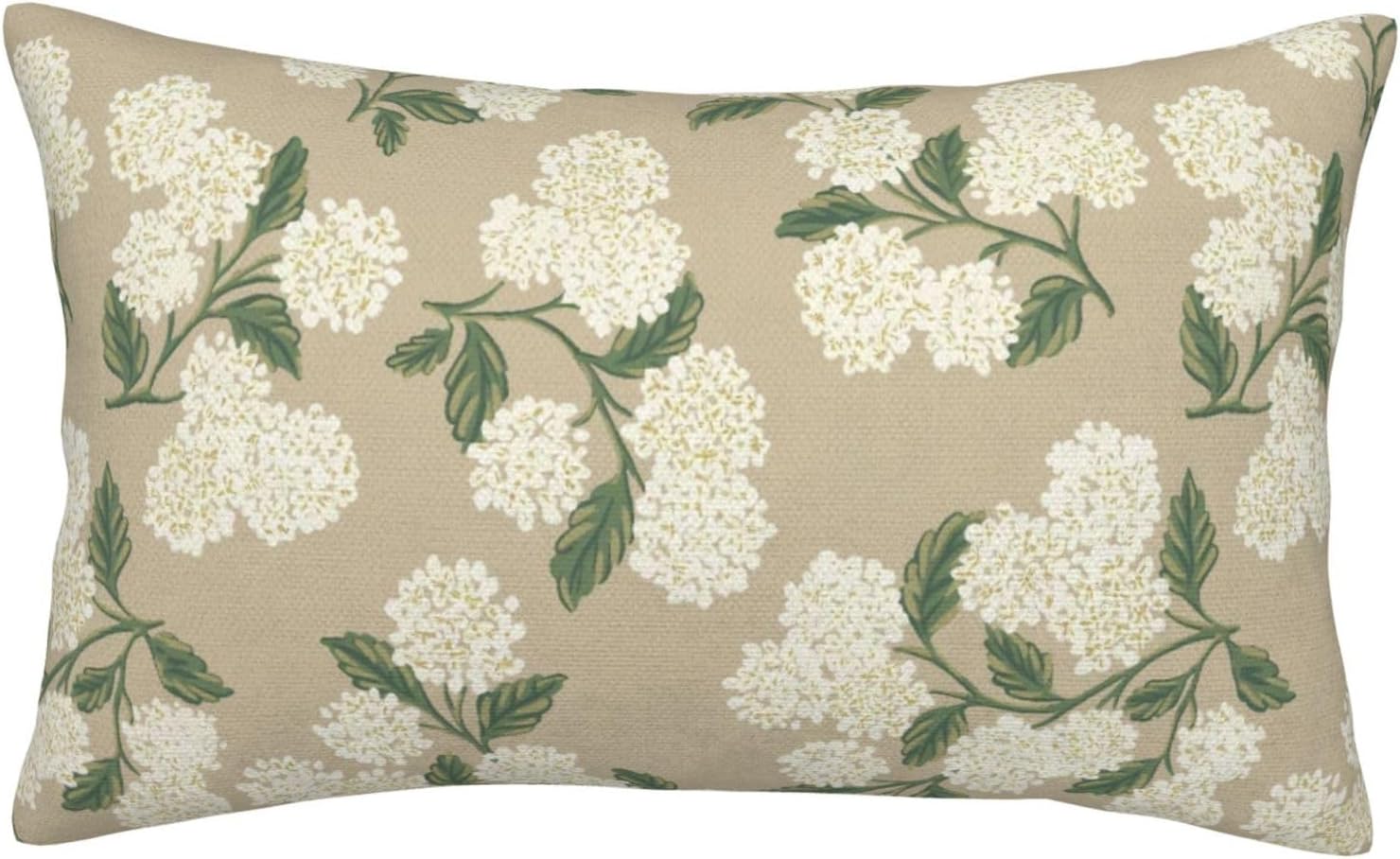 Beige Spring Pillow Covers 12x20 Inch 2 Pcs Khaki Green Hydrangea Flower Decor Throw Pillows Vintage Floral Seasonal Summer Outdoor…