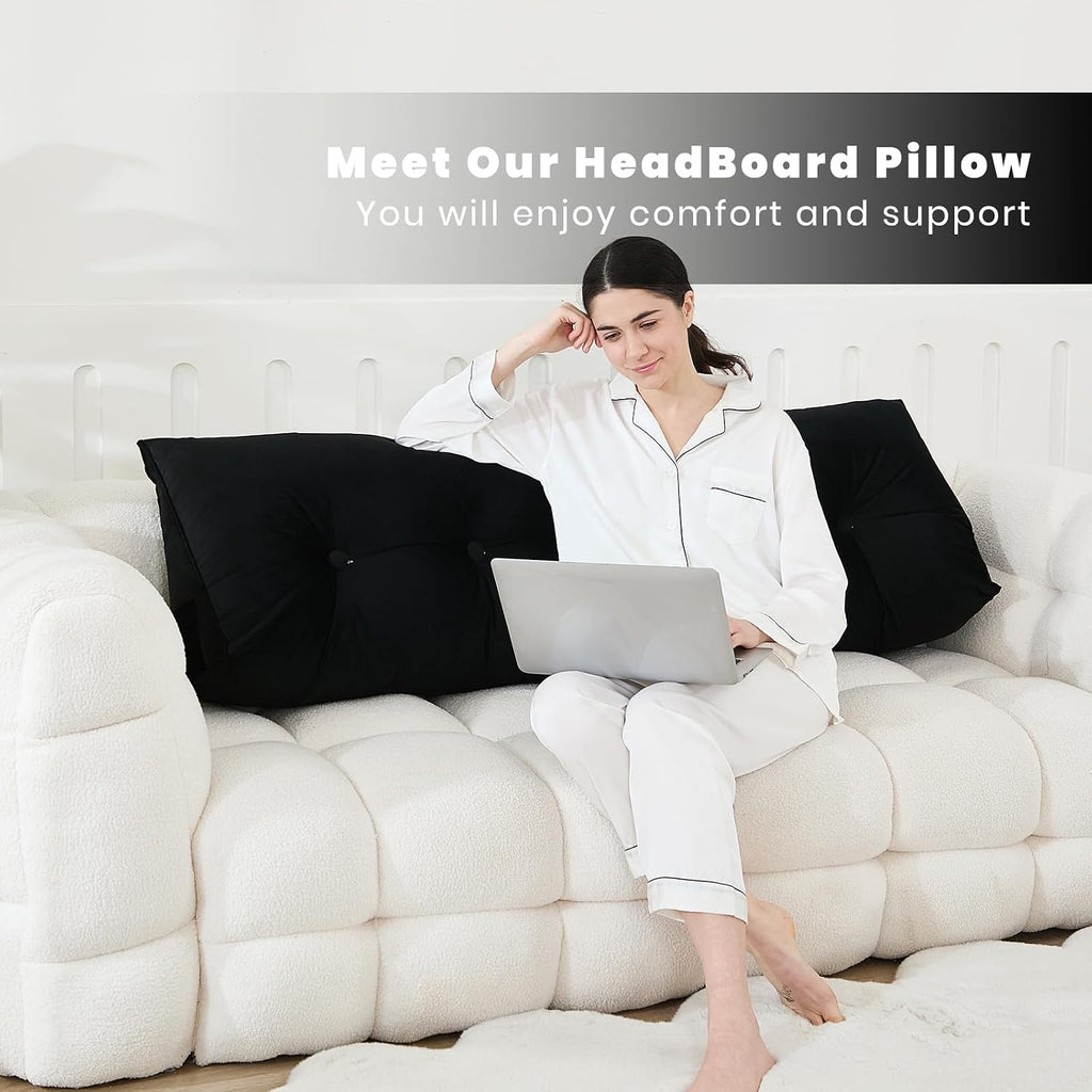 Zelladorra Headboard Pillow for Bed, Triangular Wedge Pillow Headboard Soft Support While Reading and Resting, Bed Bolster Cushion…
