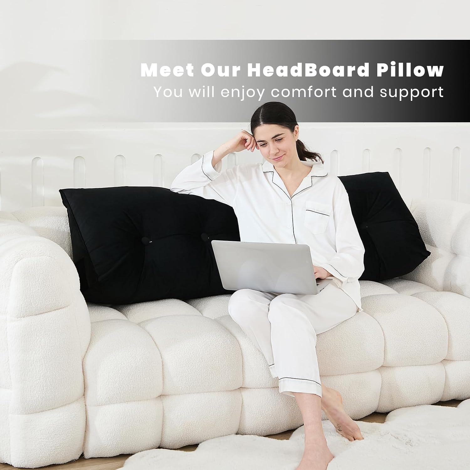 Zelladorra Headboard Pillow for Bed, Triangular Wedge Pillow Headboard Soft Support While Reading and Resting, Bed Bolster Cushion…