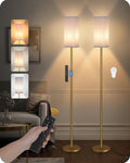 2Pack 64.2” Dimmable Floor Lamp for Living Room with Remote & Foot Switch, Corner Floor Lamp for Bedroom, Includes A19 Bulb, Modern…