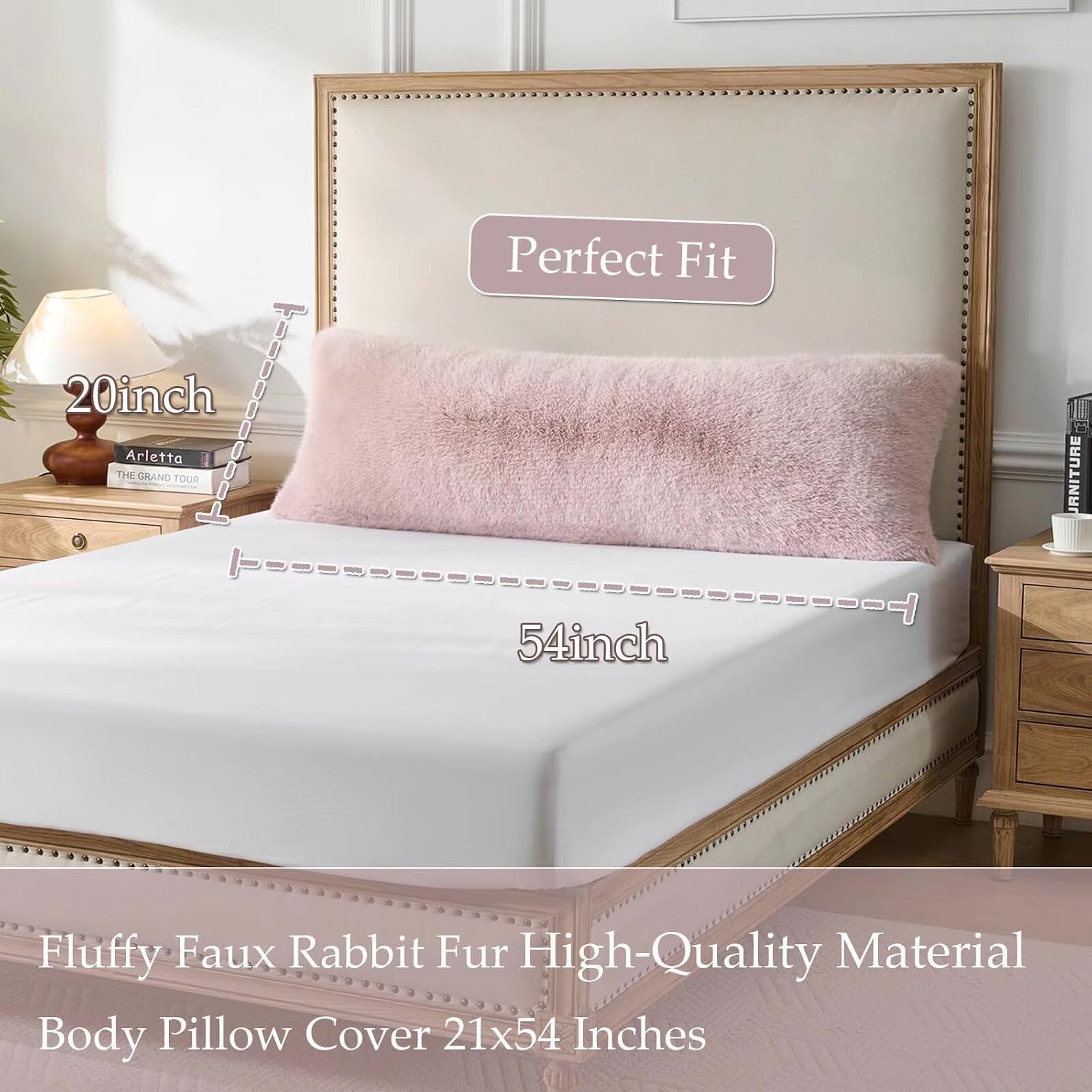 HKMR 20x54 inch Luxury Fluffy Body Pillow Cover(No Filling), Shaggy Furry Body Pillowcase with Zipper, Soft Decorative Plush Full Long…