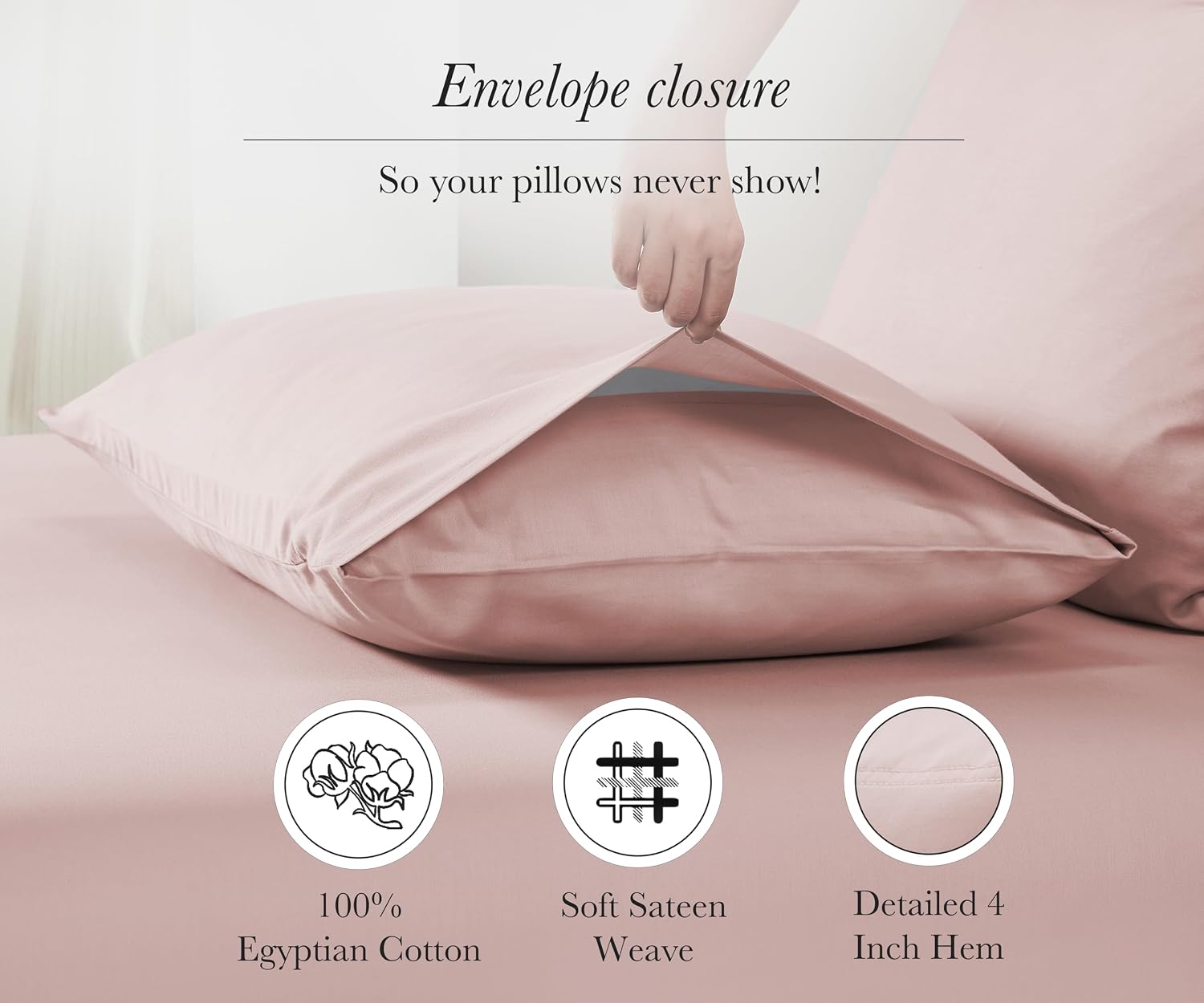 CaliforniaDesignDen California Design Den Standard/Queen Pillow Cases Set of 2-100% Egyptian Cotton Pillow Cases with Envelope Closure, Sof…
