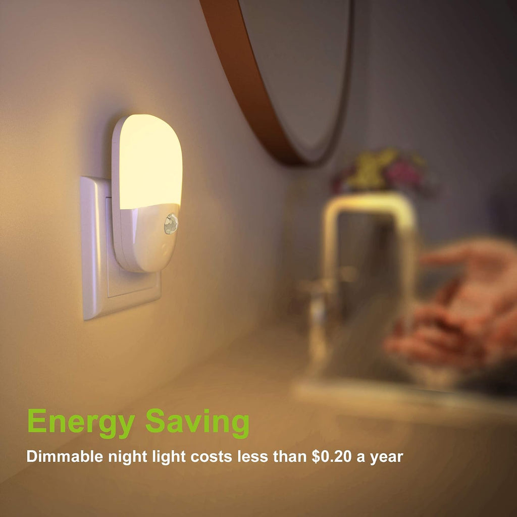 MAZ-TEK Plug in Motion Sensor Dimmable Night Light, Soft Warm White LED Nightlight with Dusk to Dawn Motion Sensor, Adjustable Brightness…