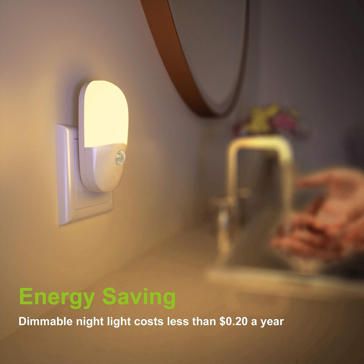 MAZ-TEK Plug in Motion Sensor Dimmable Night Light, Soft Warm White LED Nightlight with Dusk to Dawn Motion Sensor, Adjustable Brightness…
