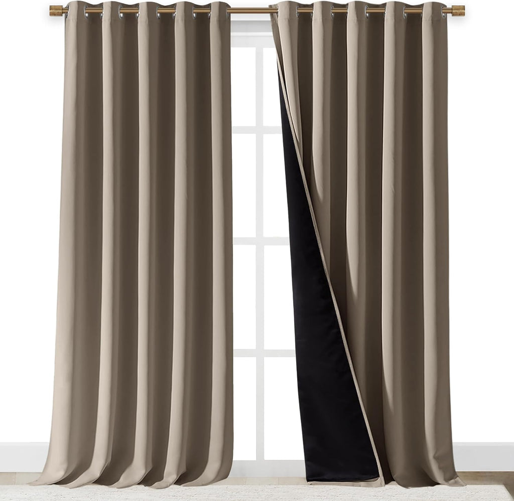 Nicetown 100% Blackout Blinds, Laundry Room Decor Window Treatment Curtains for Large Patio Sliding Door, Thermal Insulated Taupe Curtains…