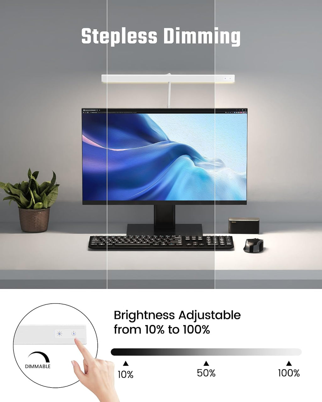 SUPERDANNY LED Desk Lamp for Home Office, Eye-Caring Desk Light with Adjustable Gooseneck, 12W Touch Control Dimmable Brightness…