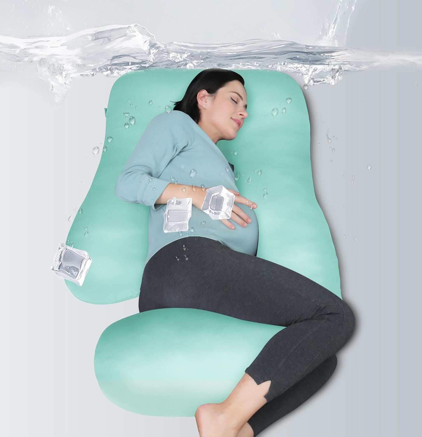 Moonpark MOON PARK Pregnancy Pillows for Sleeping - U Shaped Full Body Maternity Pillow with Removable Cover - Support for Back, Legs, Bell…