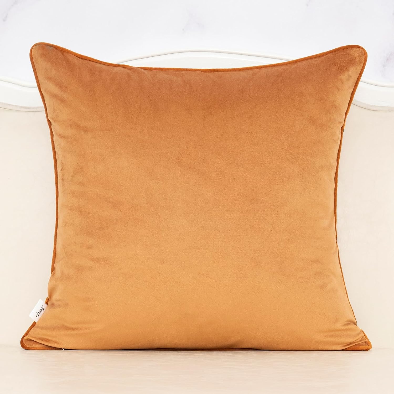 Alerfa Orange Floral Throw Pillow Cover 20 x 20 Inch Cut Velvet Sqaure Luxury Decorative Pillow Cover for Couch Living Room Bedroom