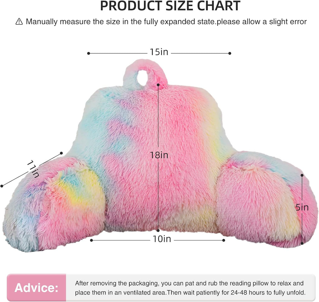 Aimuan Reading Pillow Bed Rest Pillow with Arms Rabbit Fur Cushion for Adults Teens Incline Rest Sitting up & Sleeping Snoring Pillow…