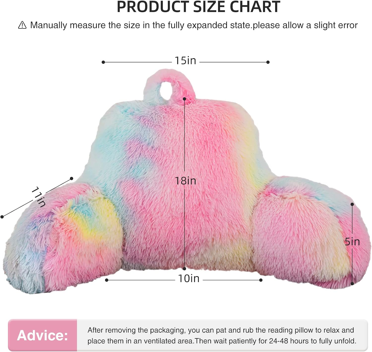 Aimuan Reading Pillow Bed Rest Pillow with Arms Rabbit Fur Cushion for Adults Teens Incline Rest Sitting up & Sleeping Snoring Pillow…