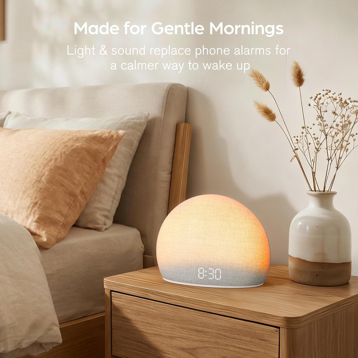 HOUSBAY Sunrise Alarm Clock with White Noise Sound Machine – Wake-Up Light for Bedroom, 5 Gentle Alarm Sounds, 20 Soothing Sleep Sounds…