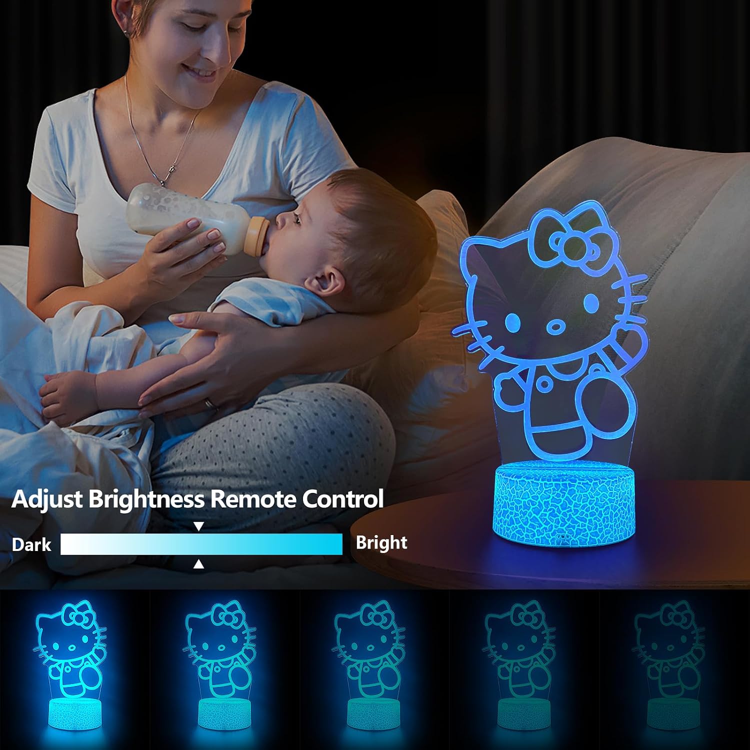 Aihying Cat Night Light Cute Night Light - Anime Charater 16 Color Change Decor Kitty Lamp with Remote, Dim, Timer, Kids Gifts for Christmas…