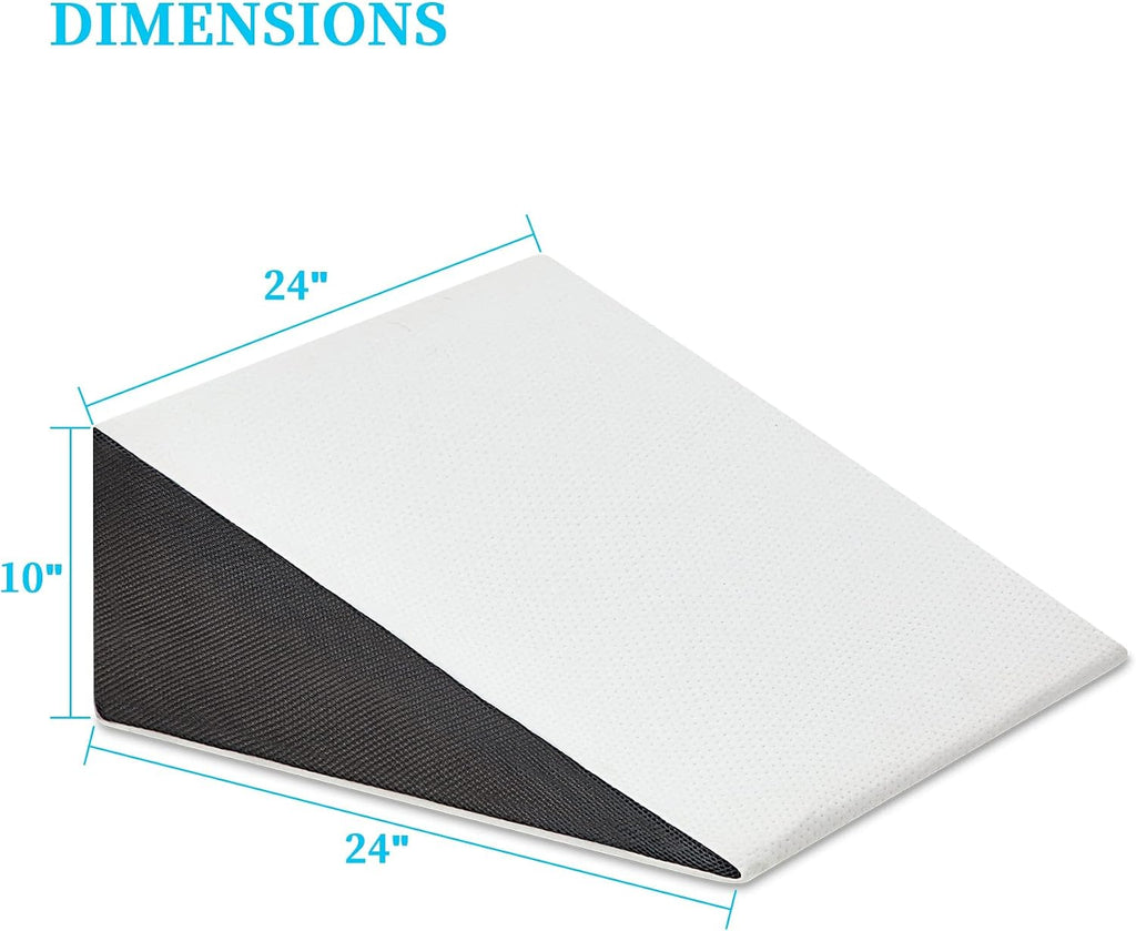 Bed Wedge Pillow for Sleeping, 10" 24" 24" Triangle Pillow Wedge, Cooling Memory Foam Top, Elevated Support Wedge Pillow - Removable…