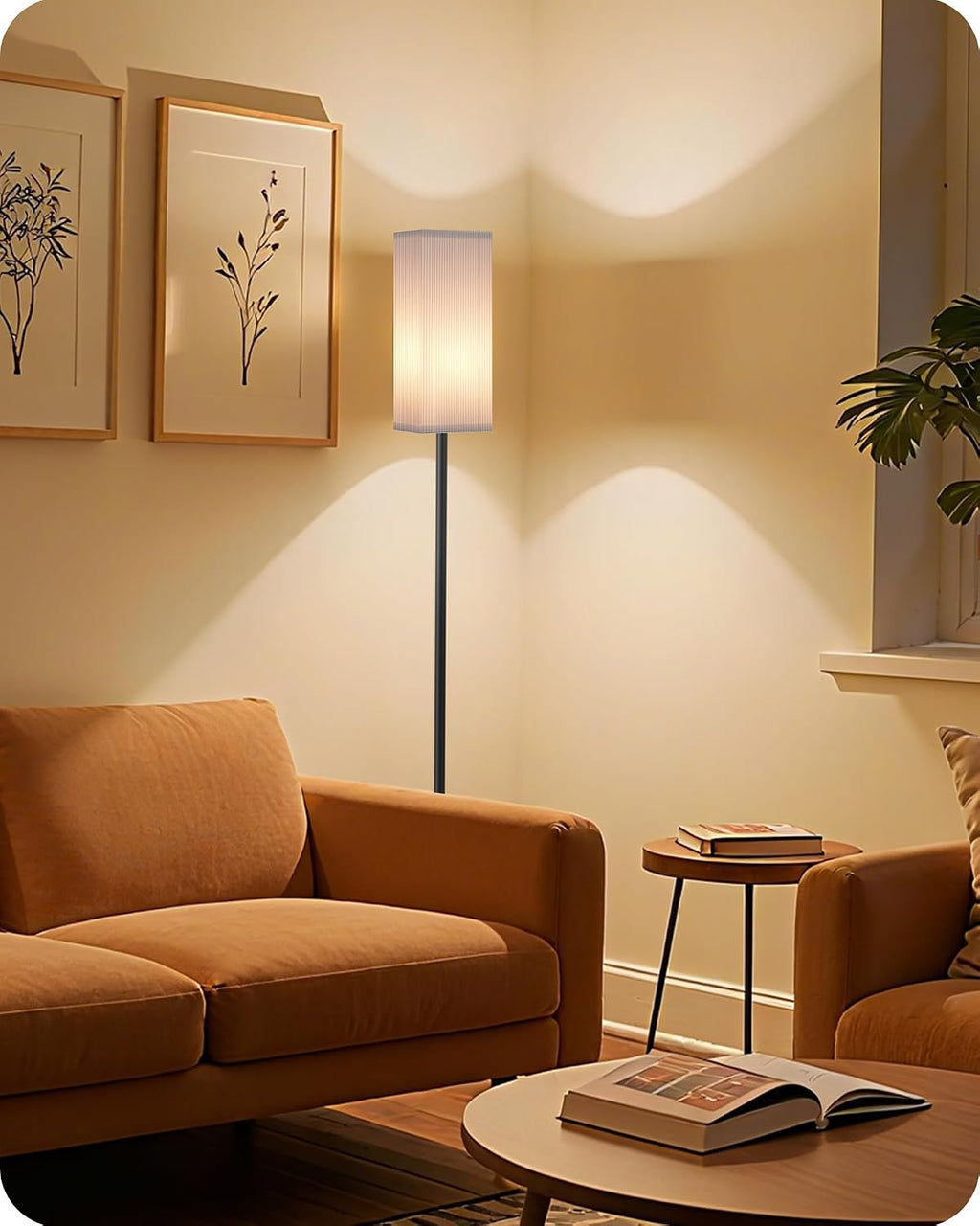 2Pack 64.2” Dimmable Floor Lamp for Living Room with Remote & Foot Switch, Corner Floor Lamp for Bedroom, Includes A19 Bulb, Modern…