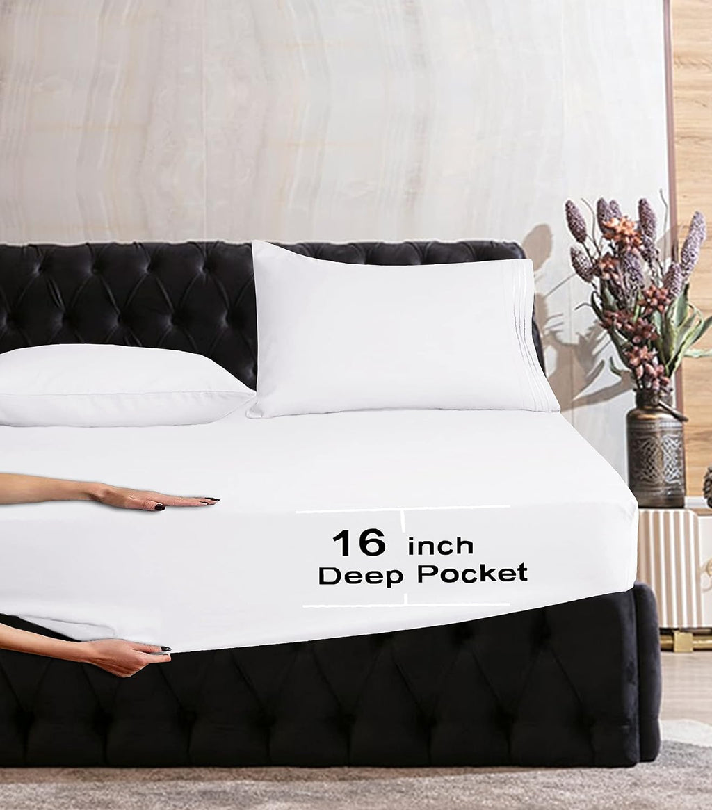MocassiLuxuryBedding Mocassi Full Sheet Set - Luxury Hotel 1800 Premier Bedding Sheets & Pillowcases - Ultra Soft Breathable & Cooling Bed…