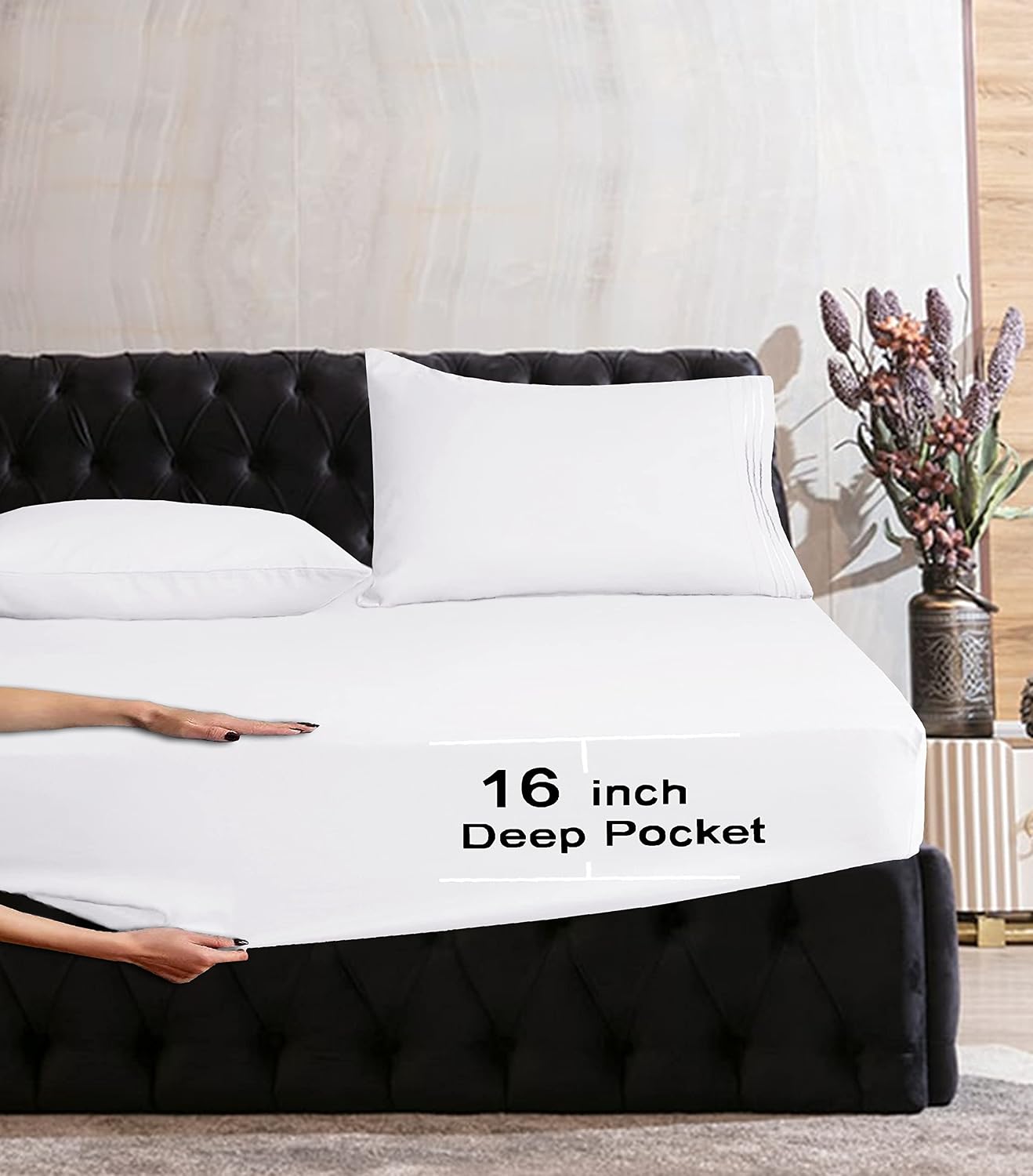 MocassiLuxuryBedding Mocassi King Sheet Set - Luxury Hotel 1800 Premier Bedding Sheets & Pillowcases - Ultra Soft Breathable & Cooling Bed…