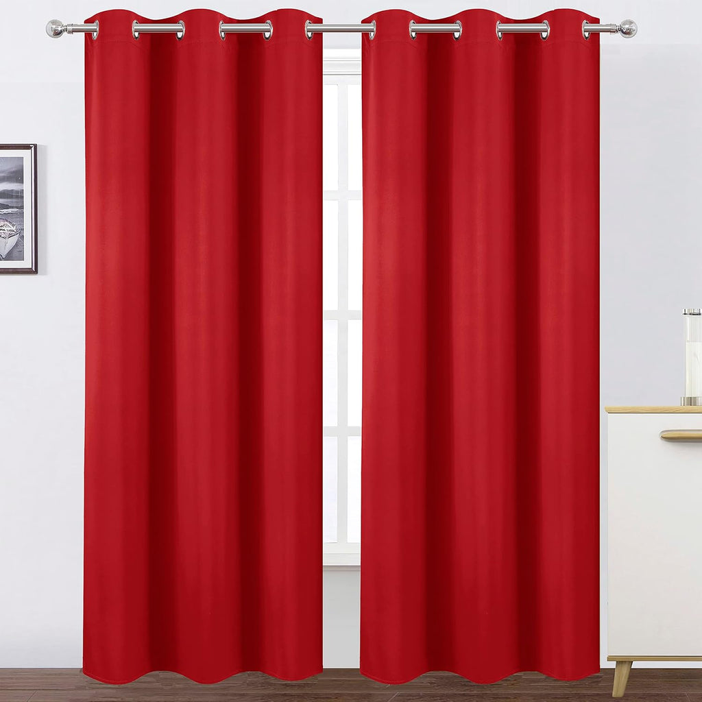 Lemomo Blackout Curtains 38 x 84 inch/Bright Red Curtains Set of 2 Panels/Thermal Insulated Room Darkening Bedroom Curtains 84 inch Red
