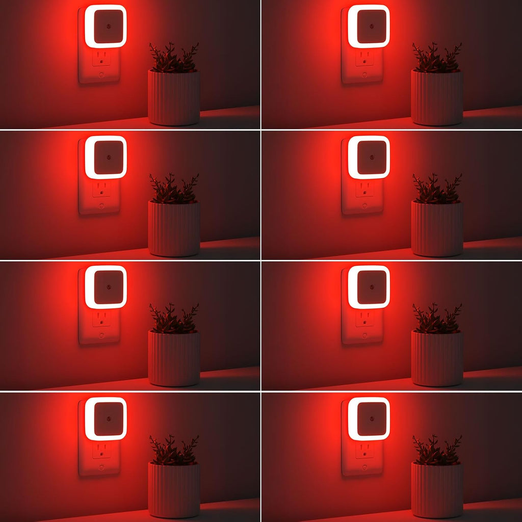 Sujeet Night Light, Night Lights Plug into Wall 8-Pack, Nightlight Plug in Night Light, Dusk to Dawn Night Lamp Led (Red)