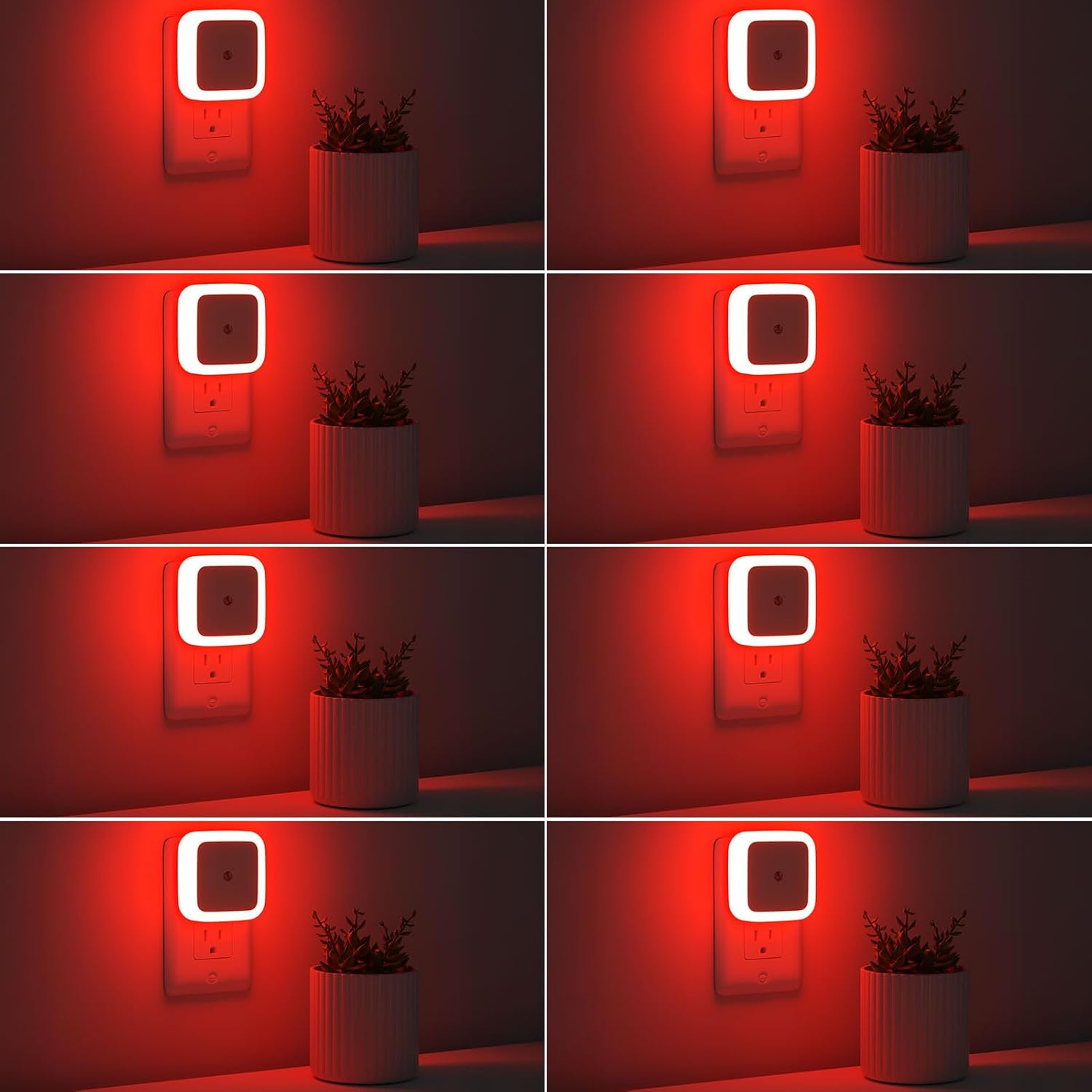 Sujeet Night Light, Night Lights Plug into Wall 8-Pack, Nightlight Plug in Night Light, Dusk to Dawn Night Lamp Led (Red)