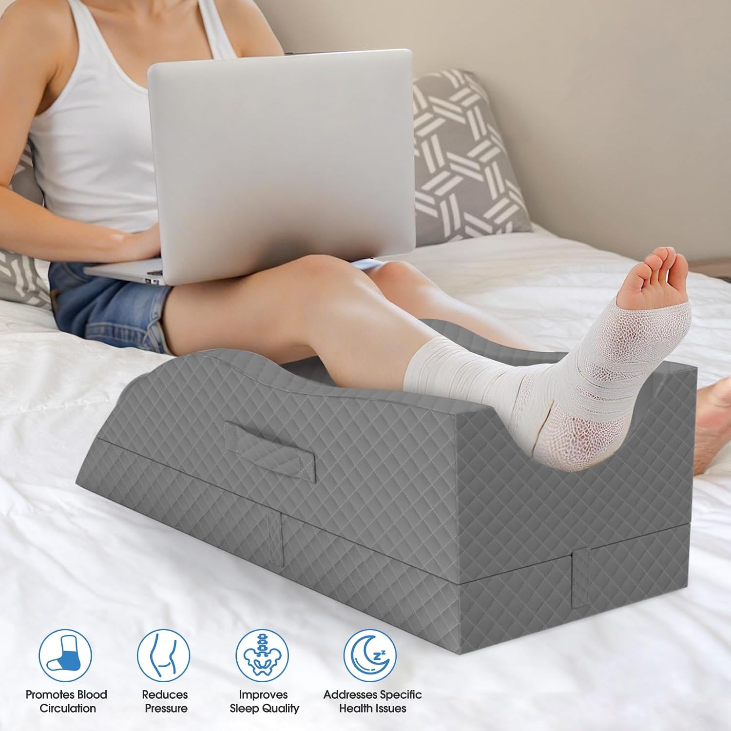 TranquilRelax TranquilRelax Elevation Pillows for Leg After Surgery, Memory Foam Adjustable Wedge Pillow for Injury or Rest, Ankle P…