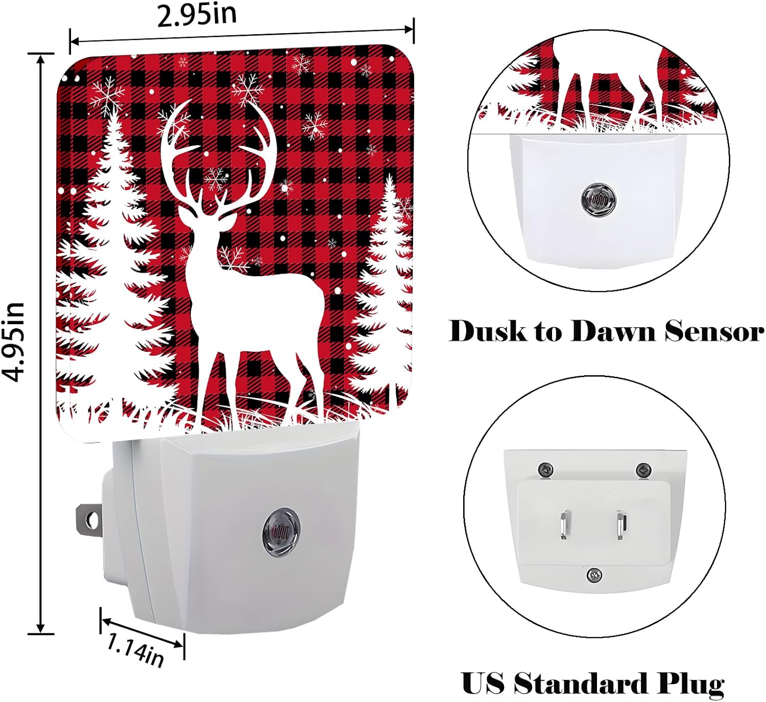 Silhouette Christmas Elk Night Light, Plug Into Wall Decor for Stairway, Hallway, Kitchen, Dusk to Dawn Sensor Nightlights for…