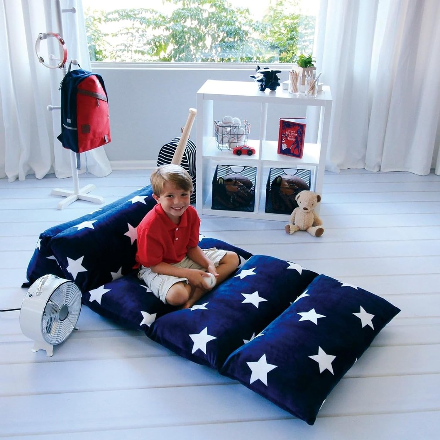 Butterfly Craze Floor Pillow Case, Mattress Bed Lounger Cover, Star Navy, Queen Size - Cozy Seating Solution for Kids & Adults, Recliner…