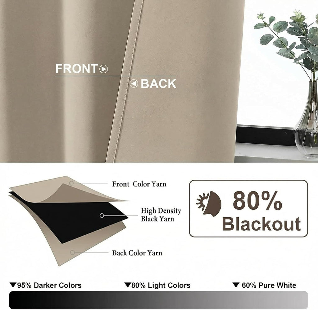 Gwine Blackout Curtains for Bedroom 72 Inches Long - Thermal Insulated Noise Reducing Window Curtain Panels, Room Darkening Curtain…