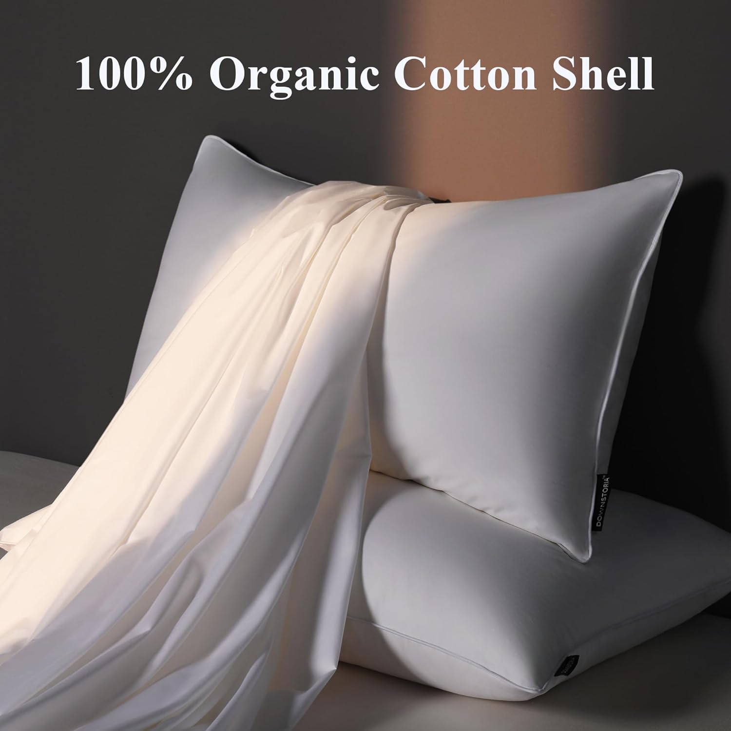 DOWNSTORIA Goose Feather Down Pillow Standard Size Set of 2, Hotel Collection Bed Pillows for Sleeping, 2 Pack, Down Surrounded Soft…