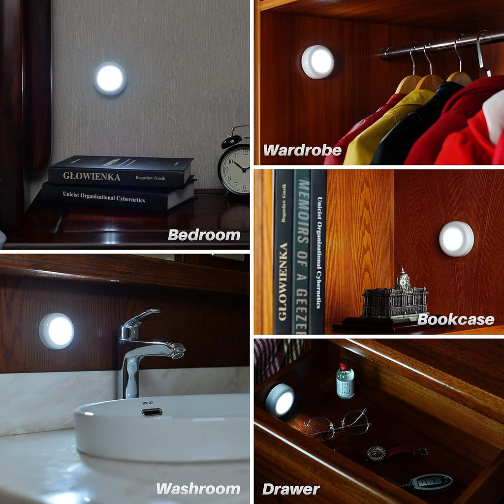 STAR-SPANGLED 3 Pack 2.8” Motion Sensor Lights Indoor AAA Battery Operated, Stick on LED Puck Light for Stairs, Under Cabinet, Closet…