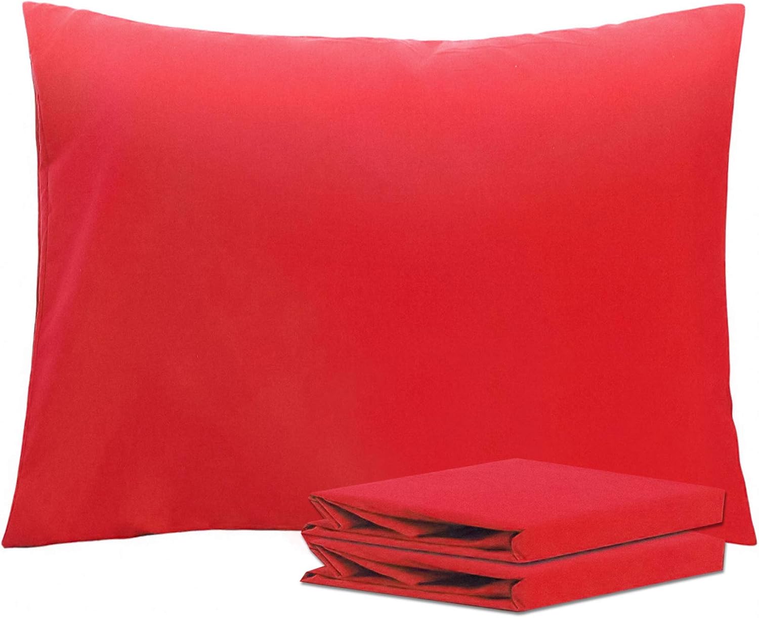 Ntbay Standard Pillowcase Set - 2 Pack Brushed Microfiber 20x26 Pillowcases - Soft, Wrinkle-Free, Fade-Resistant, Stain-Resistant, Red Pill…