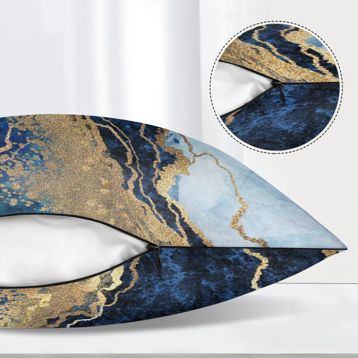 Blue Marble Gold Body Pillow Pillowcase 21"x 54" Long Body Pillow Cover with Zipper King Size Pillow Cases Queen Pillowcase for Hair and…
