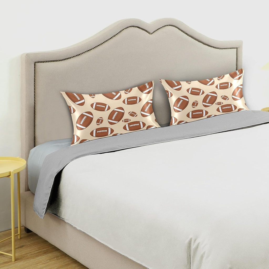 Sports Football Khaki Pillow Covers Silk Pillowcase for Hair and Skin Soft Smooth Breathable Cooling Satin Pillowcase Queen Size Pillow…
