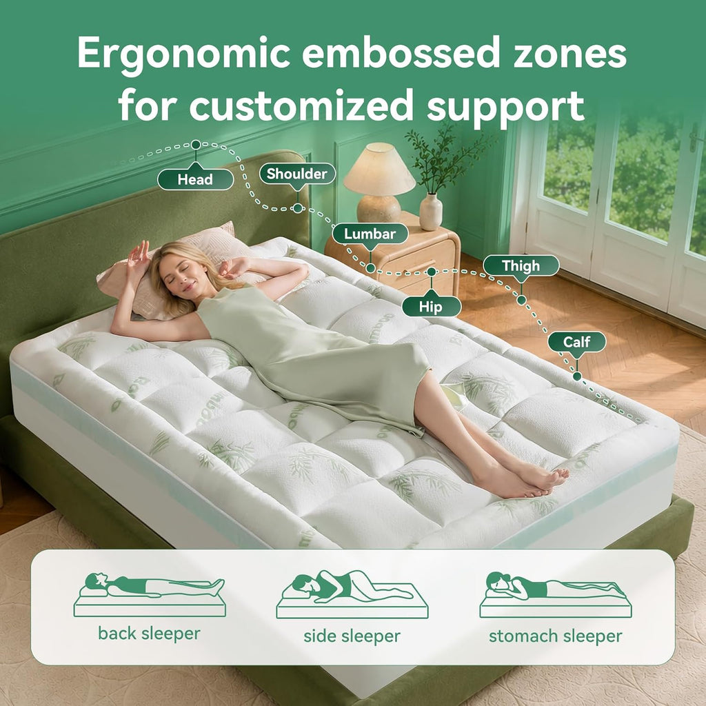 NiceSleepPlusLife Dual Layer 4 Inch Full Size Mattress Topper - 2" Gel Cooling Memory Foam and 2" Ultra Soft Pillow Top, Viscose Made from…