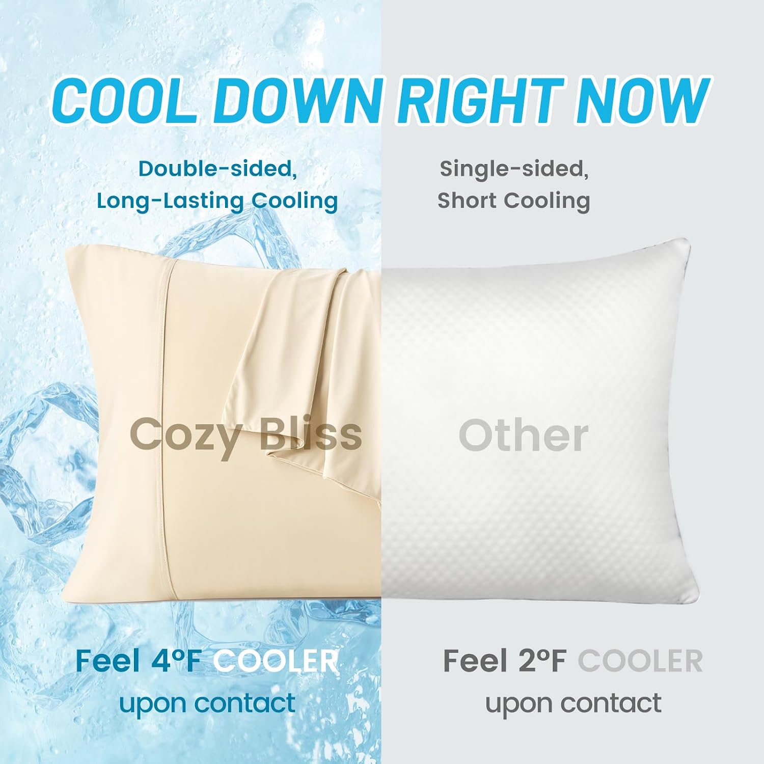 CozyBliss Cozy Bliss 2pcs Cooling Pillow Cases Set for Hot Sleepers & Night Sweats, Q-Max 0.5 Silky Wrinkle-Free Pillow Covers with Envelop…