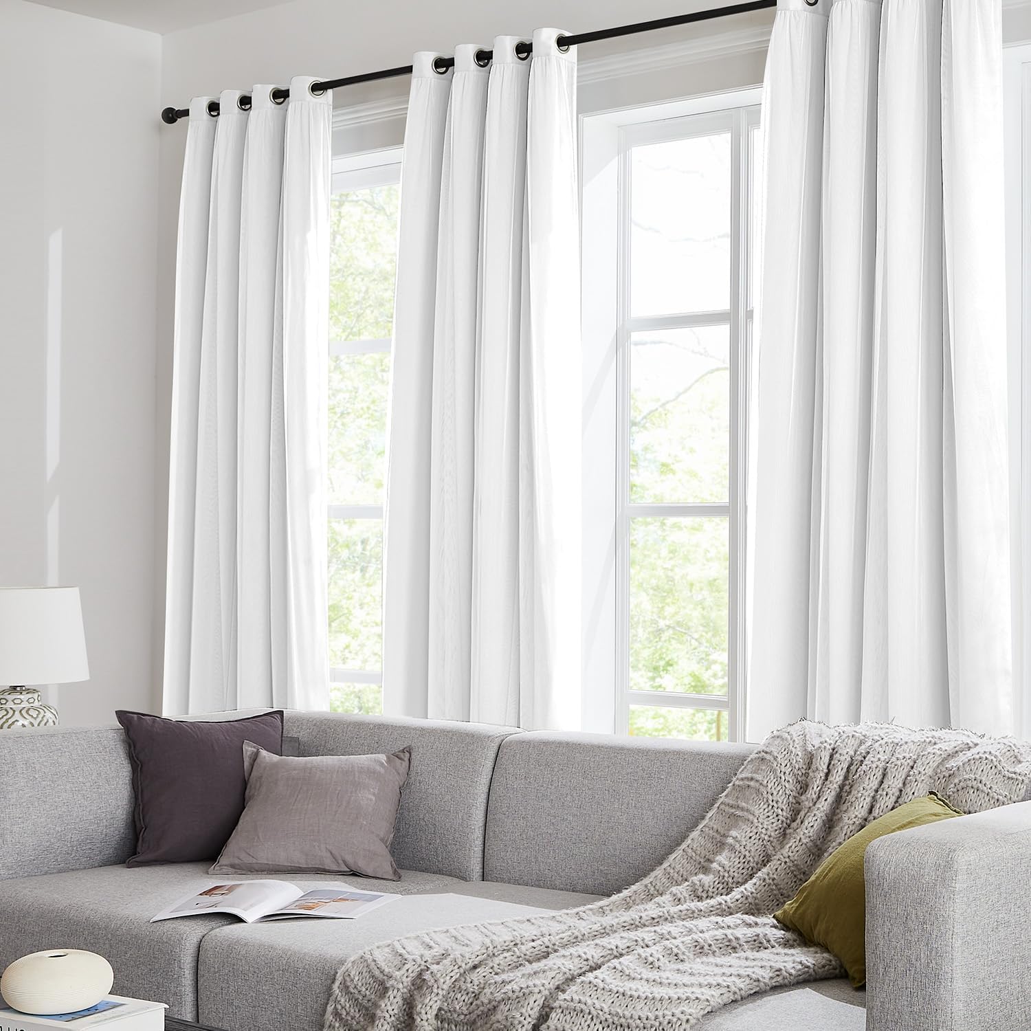 Swandream Blackout Curtains for Bedroom, Double Layer White Curtains, Black Out Curtain 72 inch Long with Sheer Overlay for Living Room, Ro…