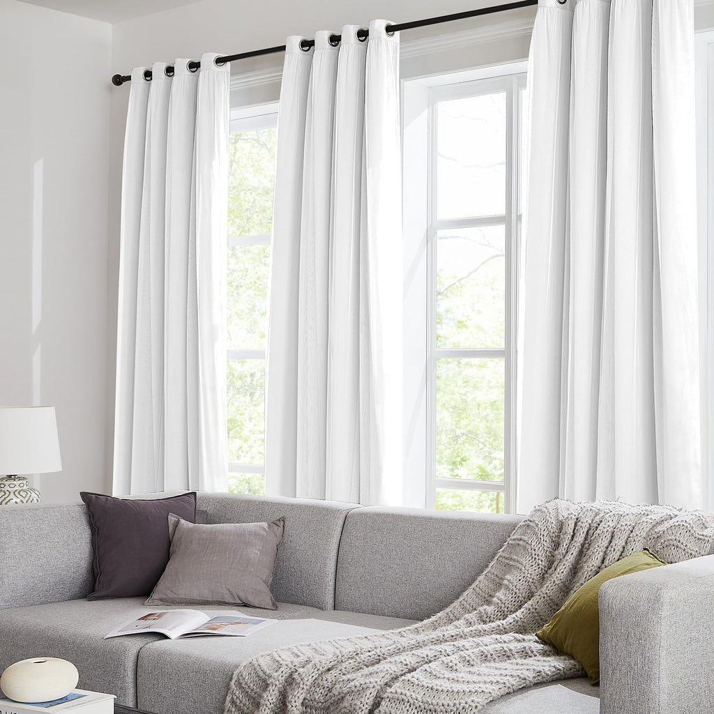 Swandream Blackout Curtains for Bedroom, Double Layer White Curtains, Black Out Curtain 96 inch Long with Sheer Overlay for Living Room, Ro…