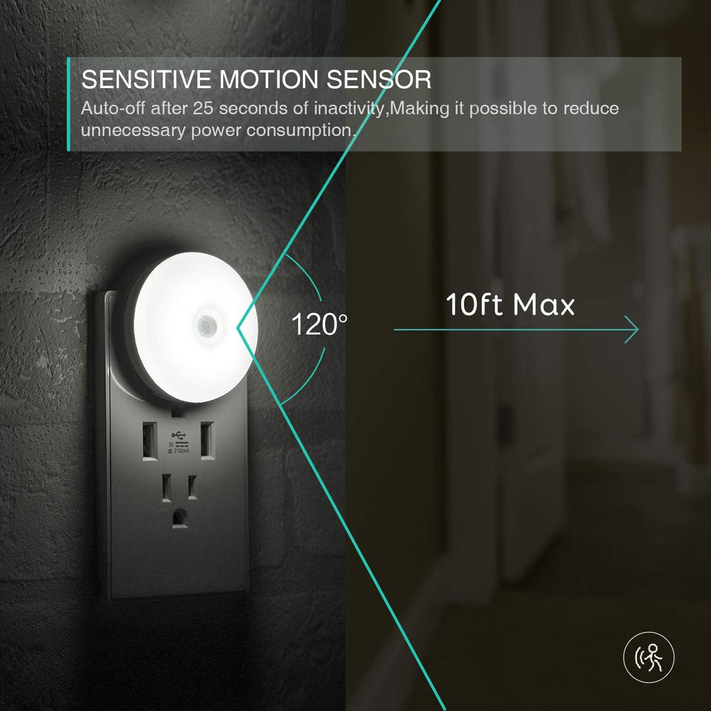 LED Motion Sensor Night Light, Sensor Night Light Plug in, Motion Nightlight Plug into Wall, Energy Efficient, Cool White Night Light for…