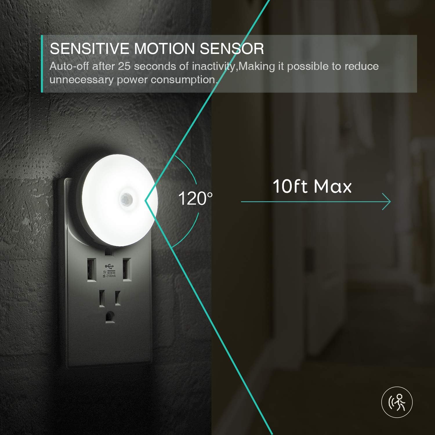 LED Motion Sensor Night Light, Sensor Night Light Plug in, Motion Nightlight Plug into Wall, Energy Efficient, Cool White Night Light for…