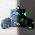Holawakaka Glow in The Dark Reading Pillow for Sitting up in Bed Sofa Kids Teens, Luminous Dinosaurs Backrest Pillow with Arms, Boys…