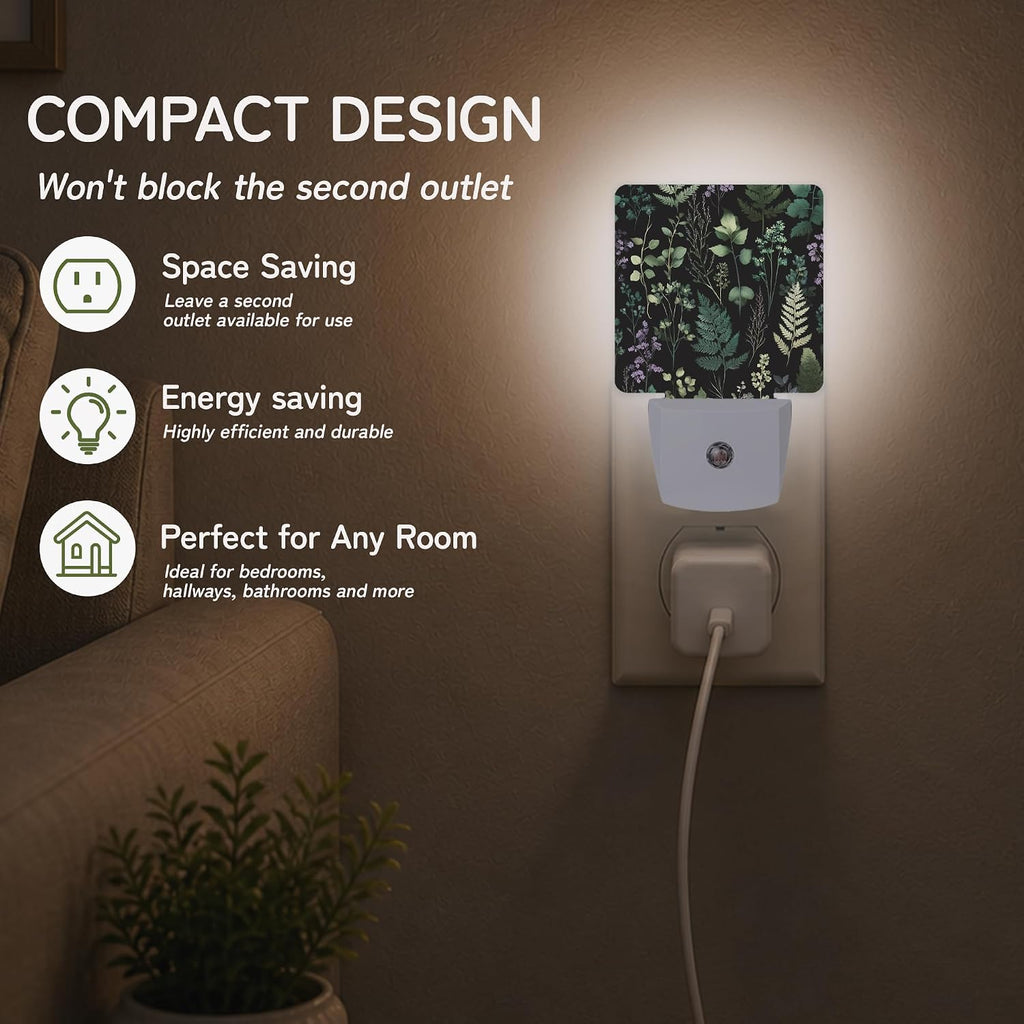 Night Light, Dark Botanical Night Lights Plug into Wall for Bedroom Bathroom Hallway Kitchen, Dusk to Dawn Sensor Decorative Gift for…