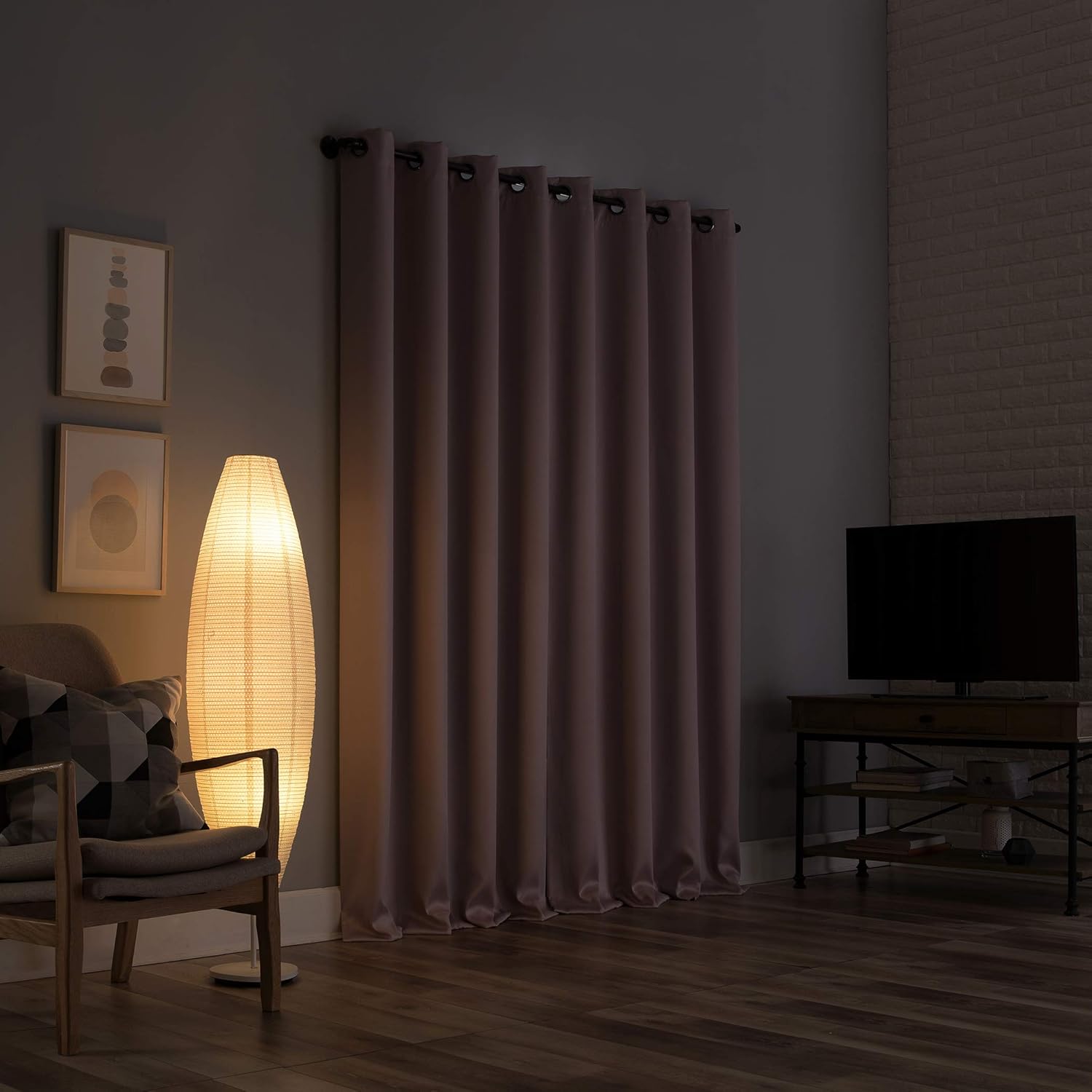 Sun Zero Nordic 2-pack Theater Grade Extreme 100% Blackout Grommet Curtain Panel Pair, 52" x 84", Blush