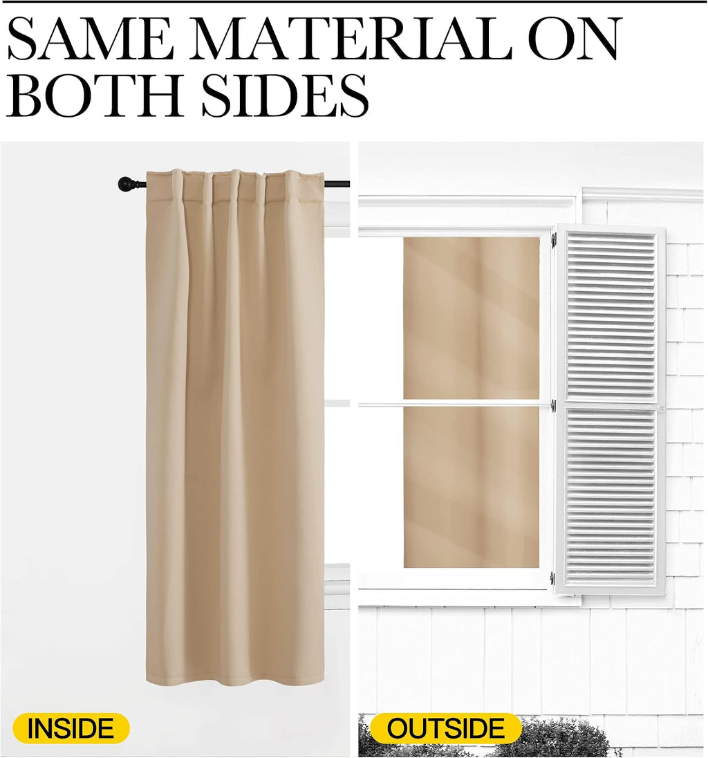 Nicetown Window Treatment Room Darkening Draperies - (Biscotti Beige Color) 52 Width X 108 Length, Room Darkening Curtains and Drapes for B…