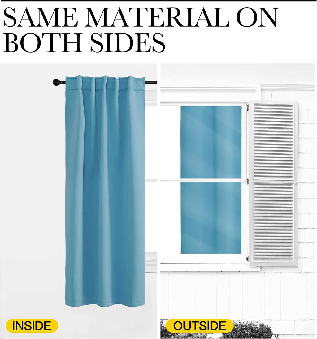 NICETOWN Blackout Window Curtains for Camper - (Teal Blue Color) 42x40 Inch, 2 Panels Set, Thermal Insulated Room Darkening Blackout…