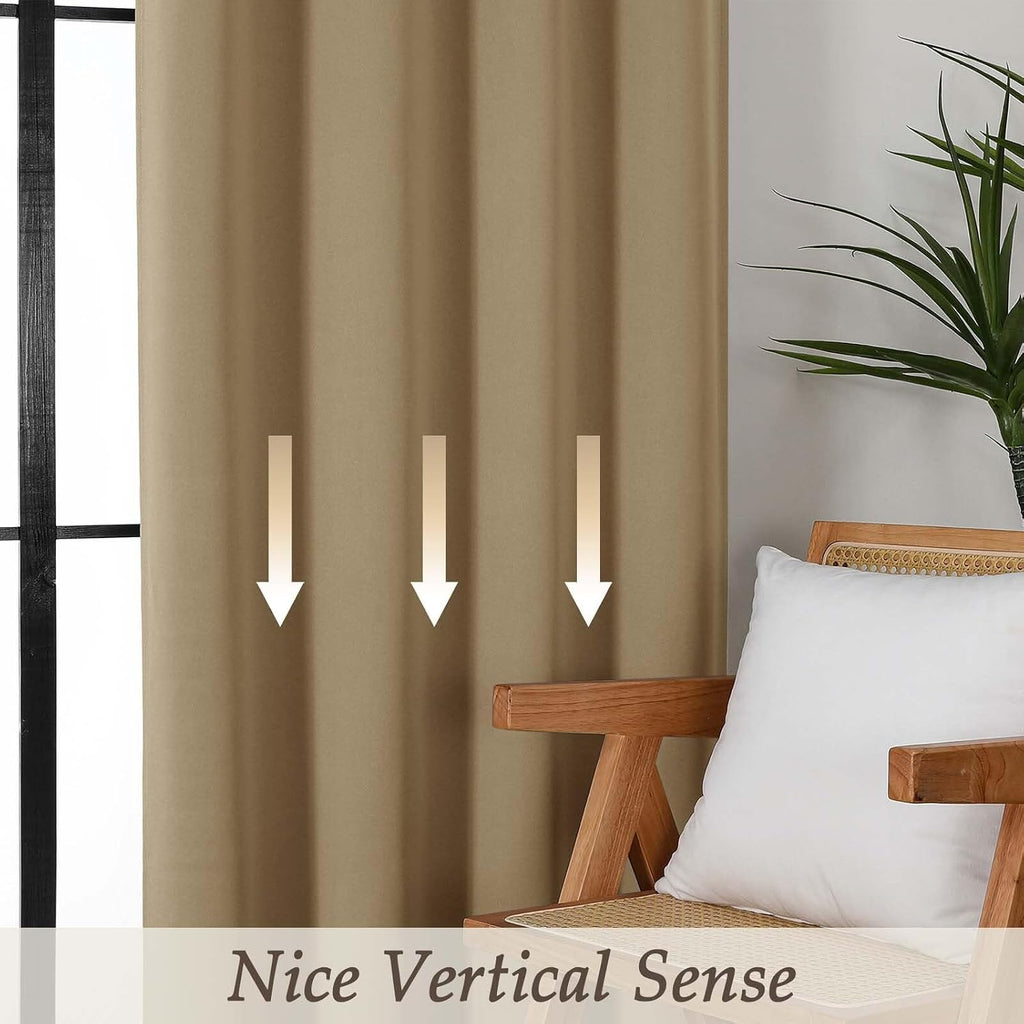 Gwine Taupe Blackout Curtains for Bedroom 84 inches Long 2 Panels Set, Solid Noise Reducing Thermal Insulated Blackout Curtains for…