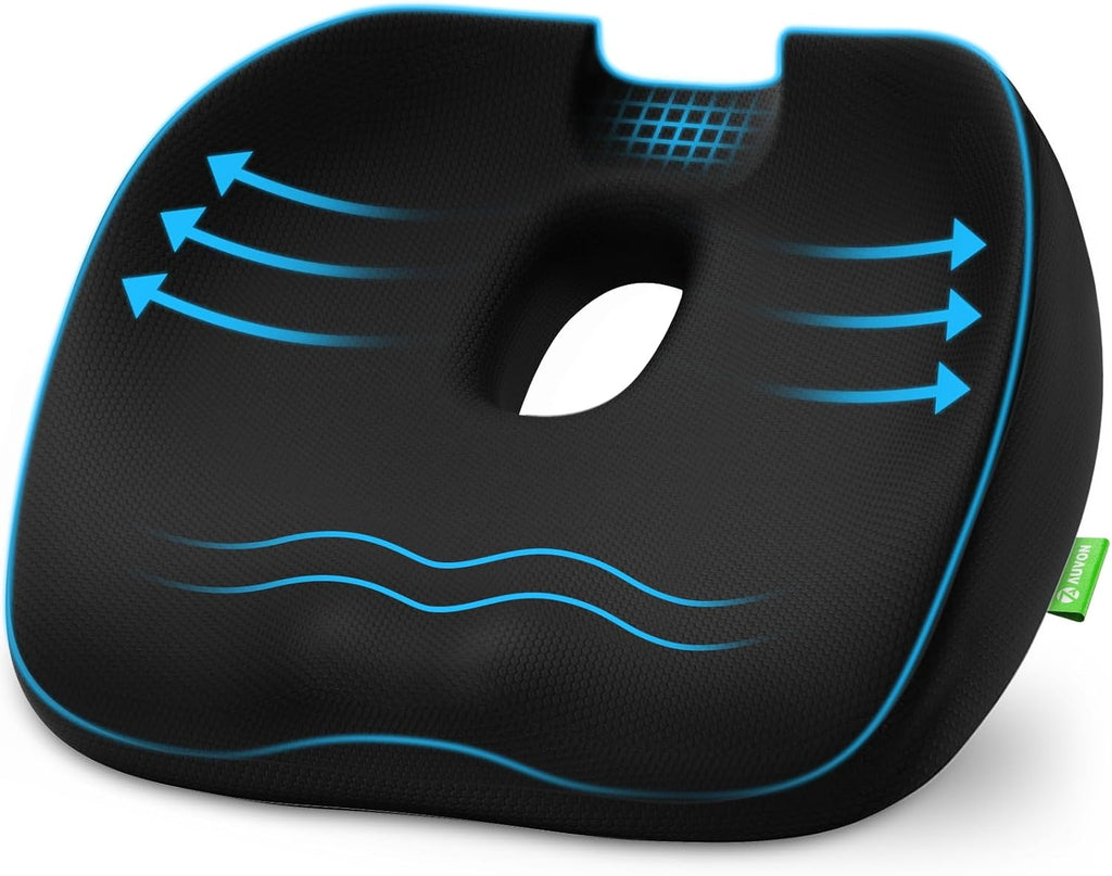 Auvon Innovative Donut Pillow Hemorrhoids Scientific Center Hole and Tailbone Cutout, Orthopedic Donut Seat Cushion for Coccyx, Sciatica, P…