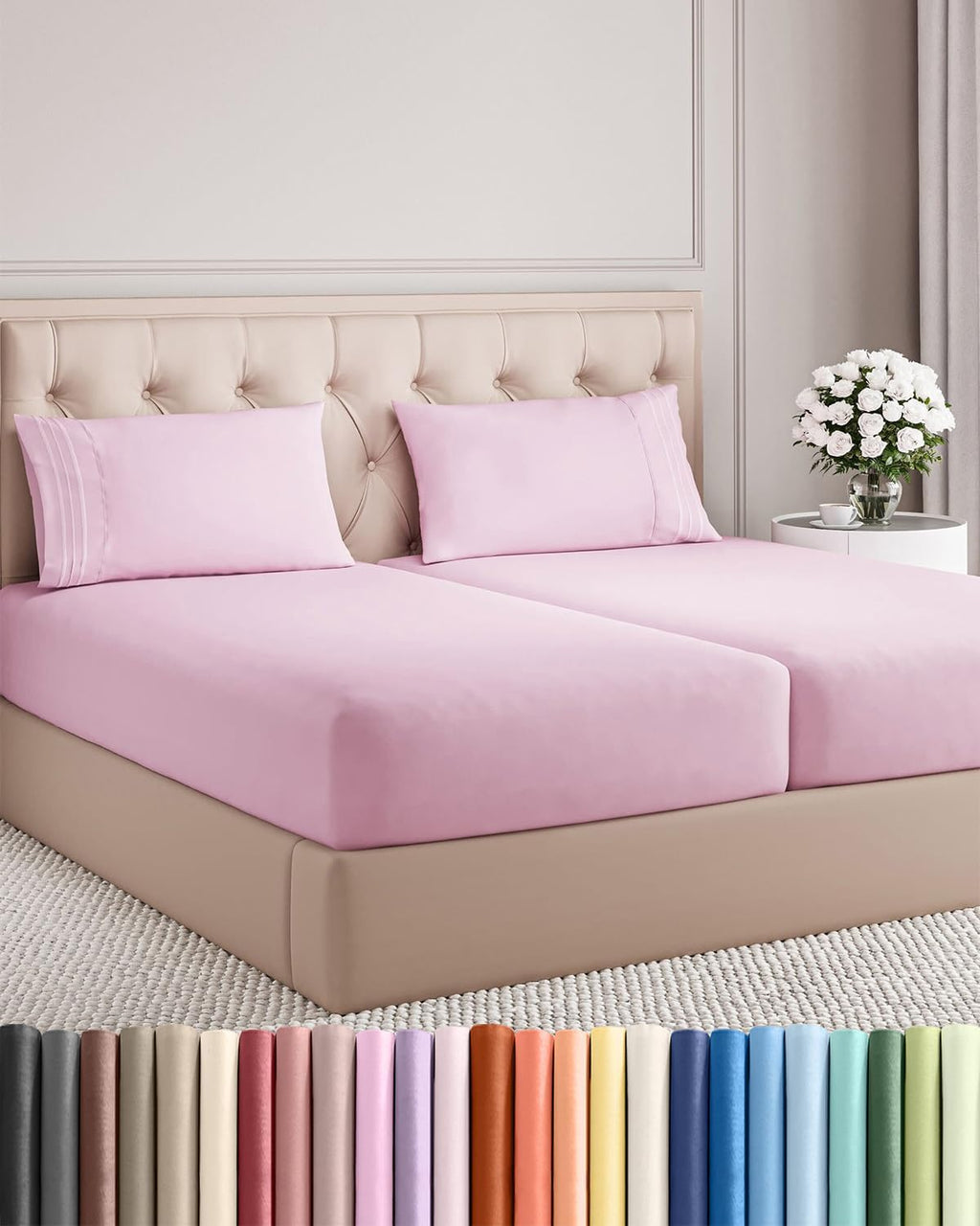 Split King Size 5 Piece Sheet Set - Comfy Breathable & Cooling Sheets - Hotel Luxury Bed Sheets for Women & Men - Deep Pockets, Easy-Fit…