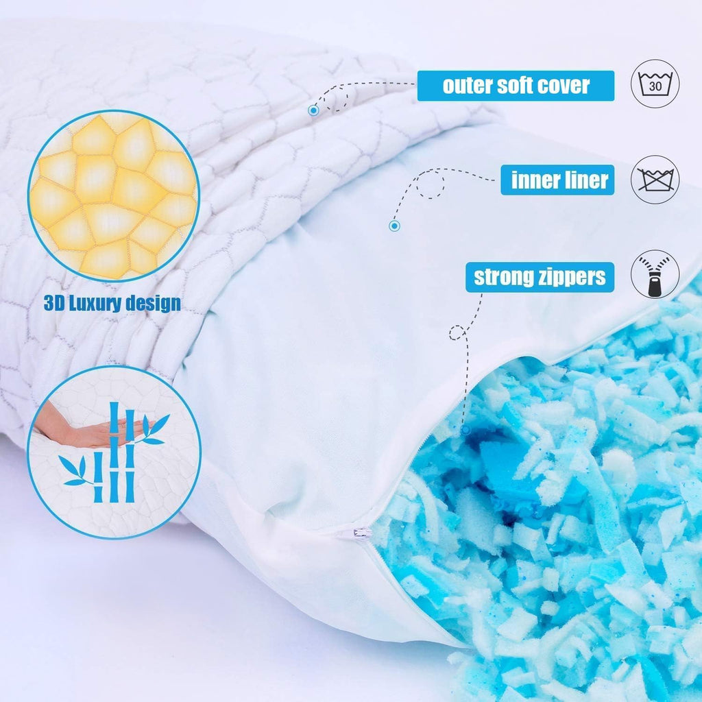 Supamodern SUPA MODERN Cooling Bed Pillows for Sleeping 2 Pack Shredded Memory Foam Pillows Adjustable Pillow for Side Back Stomach Sleeper…